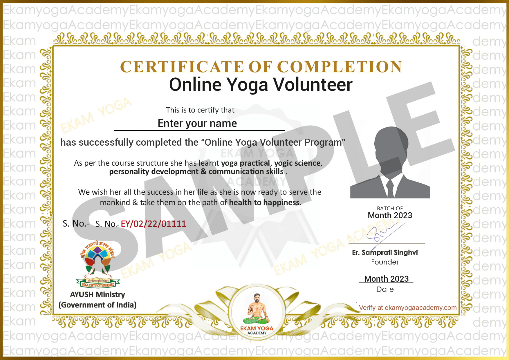 Yoga Volunteer Training Certification